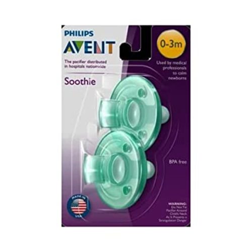 Philips AVENT Soothie Pacifier, Green, 0-3 Months, 2 Count - 2 Count (Pack of 1)