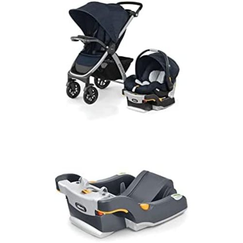 Chicco Bravo Trio Travel System and Extra Base Bundle, Brooklyn, Navy