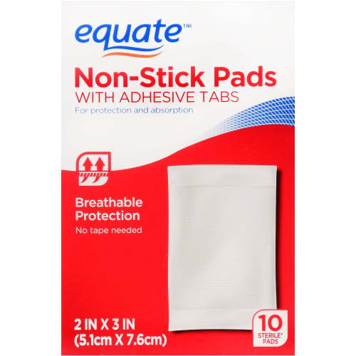 Equate Non-Stick Pads with Adhesive Tabs, 2 in x 3 in, 10 Count