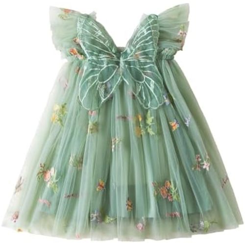 NNJXD Baby Girl Tulle Dress Casual Flower Embroidery Toddler Dresses