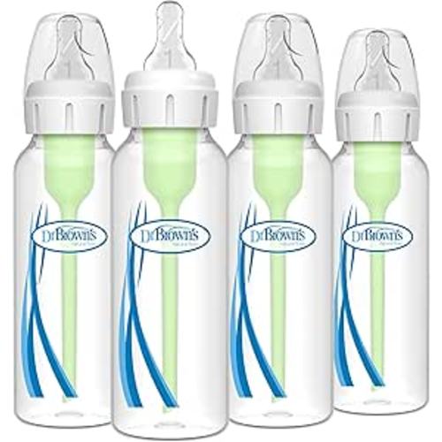Dr. Brown's Natural Flow Anti-Colic Options+ Narrow Baby Bottle, 8 Ounce 250 ml 4 pack