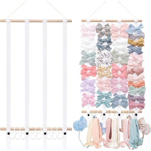 OAOLEER Hair Bow Holder Organizer for Girls，Hair Clips Headband Organizer Storage Wall Hanging Home Decor for Girls Room
