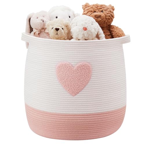 MOJOSCEND 65L Pink Baby Laundry Basket for Nursery Kids Girls Blanket Basket Blush Pink Hamper for Girls Large