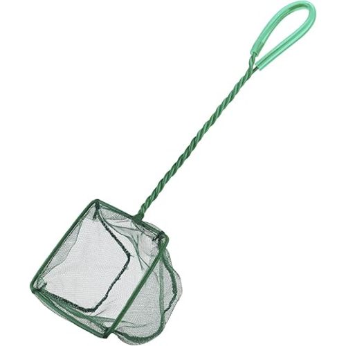 Pawfly Aquarium Fish Net with Braided Metal Handle Square Net with Soft Fine Mesh Sludge Food Residue Wastes Skimming Cleaning Net for Fish Tanks Small Koi Ponds and Pools