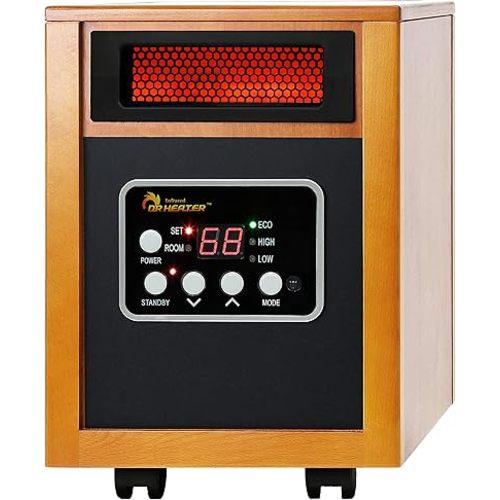 Dr Infrared Heater DR-968 Portable Space Heater, 1500-Watt, Cherry