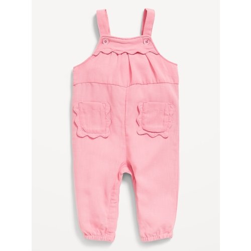 Scallop-Trim Overalls for Baby