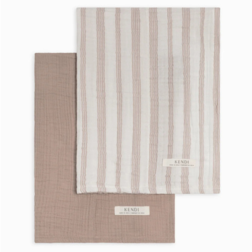 Muslin Cloths 2 Pack (Enzo Stripe + Beige)