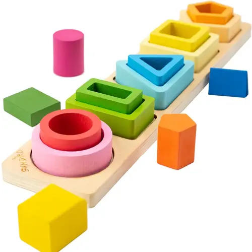 Montessori Toys for 1 2 3 Year Old Boys Girls-Wooden Sorting & Stacking Toys for Baby Toddlers,Educational Shape Color Sorter Preschool Kids Gifts…
