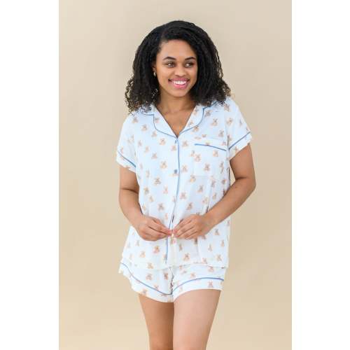 Women’s Short Sleeve Pajama Set in Teddy Bear