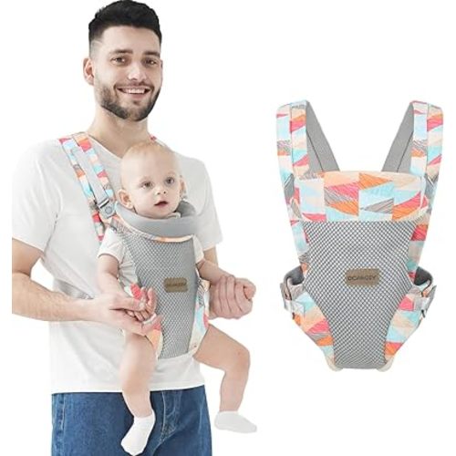 Baby Carrier Wrap, Ergonomic Front Carrier for Baby Infant Carrier All Carry Position Front and Back Face-in Face-Out Holder Baby Kangaroo Carrier for Toddler (Colorful)