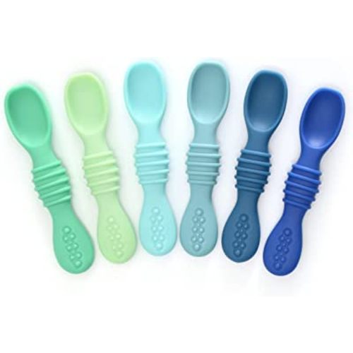  PandaEar 6 Pack Silicone Baby Spoons and Fork Feeding Set-  Anti-Choke First Self Feeding Utensils for Baby Led Weaning Ages 3 Months  -Pink : Baby