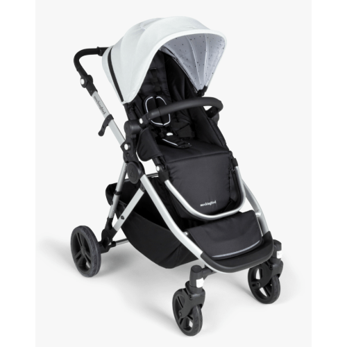 Mockingbird Single-to-Double Stroller | Light Grey, Night Stars, Silver with Black Leather