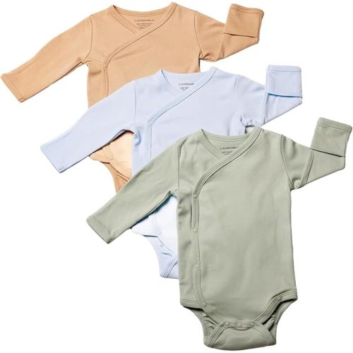 Organic Cotton Kimono Baby Bodysuit – 3 Pack Newborn Bodysuit Girl & Boy - 0-3 months - Long Sleeves - Snap Closure