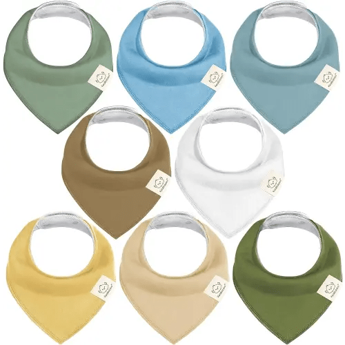 KeaBabies 8-Pack Organic Baby Bandana Drool Bibs - Stylish Unisex Bandana Bibs, Super Absorbent Bandana Drool Bibs, Gentle Teething Bibs for Infants, Organic Cotton Baby Bib (Daybreak)