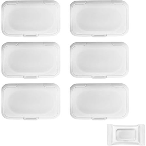Baby Wet Towel Cover et Towel Cover Flip Cover for Cover Portable Wet Towel Holder Container (White, 6 Pcs)