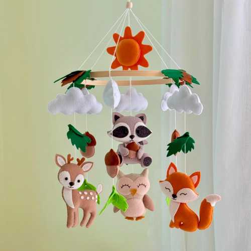 Woodland Baby Mobile, Handmade Nursery Decor, Personalized Baby Shower Gift