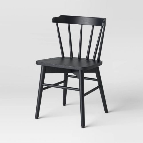 Wooden Barrel Dining Chair Black (kd) - Threshold™: Curved Back, Wood Frame, Non-marking Feet Levelers
