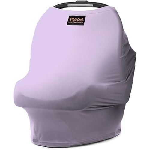 Milk Snob Original 5-in-1 Luxe Nursing Cover in Lavender - Added Privacy Breastfeeding Cover, Car Seat Cover for Carrier, Stroller, High Chair, Shopping Cart, Lounger Canopy, Newborn Essentials