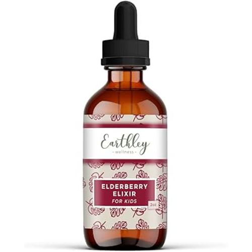 Earthley Elderberry Herbal Extract, Made with 100% Organic Ingredients, Concentrated Formula, Immune Supporting Herbs, Gluten-Free, Soy-Free, Corn-Free, No Added Sugars or Colors (2oz, Kids)