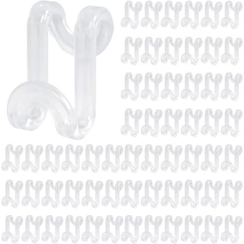60PCS Clear Clothes Hanger Connector Hooks, Heavy Duty Space Saving Hooks Hanger Connectors for Velvet Hangers Wooden Hangers Closet Organizer