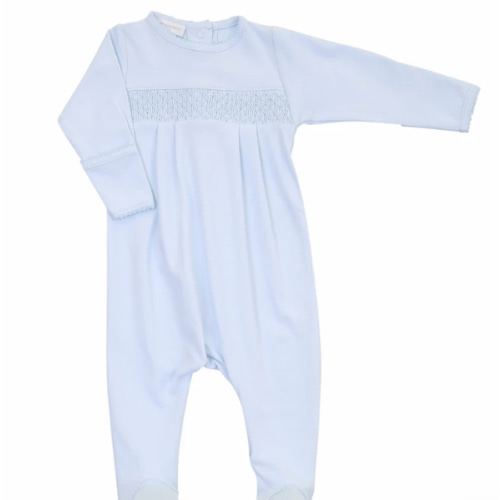 Essentials Solid Blue Smocked Footie – Magnolia Baby