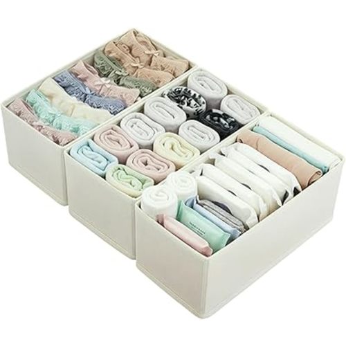 Clothes Drawer Organizer Set (3, Beige)
