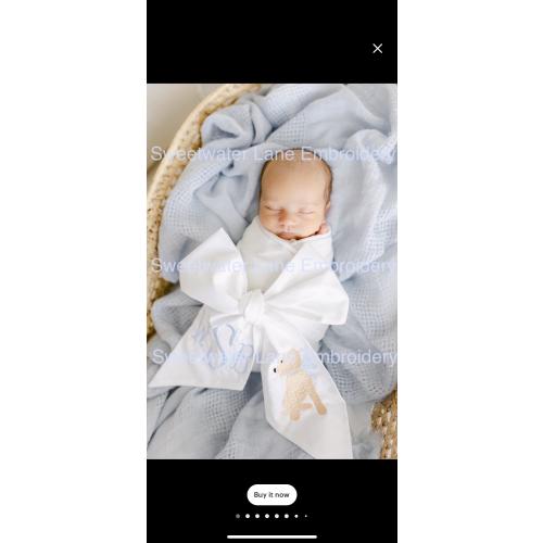 Custom Monogrammed Baby Newborn Swaddle Bow Sashes Baby Shower Hospital Gift