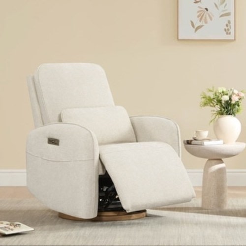 GREEN Power Swivel Recliner Chair Nursery Glider with Lumber Pillow