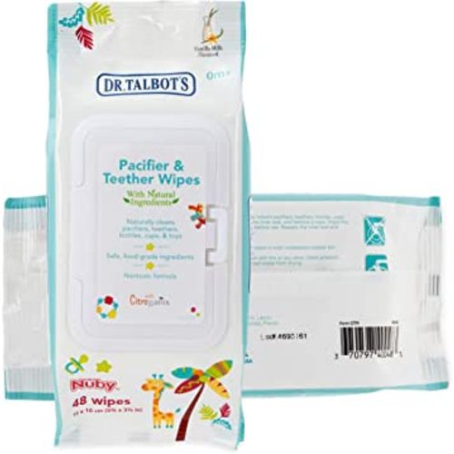Dr. Talbot's Pacifier and Teether Wipes Naturally Inspired with Citroganix, Vanilla Milk (Pack of 2, 96 Count)