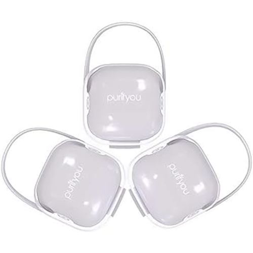 purifyou PurePouch BPA-Free Pacifier and Nipple Shield Cases - Set of 3 Clear | Case for Diaper Bag & Stroller | Pacifier Box for Travel | Keeps Baby’s Binkies Clean and Accessible