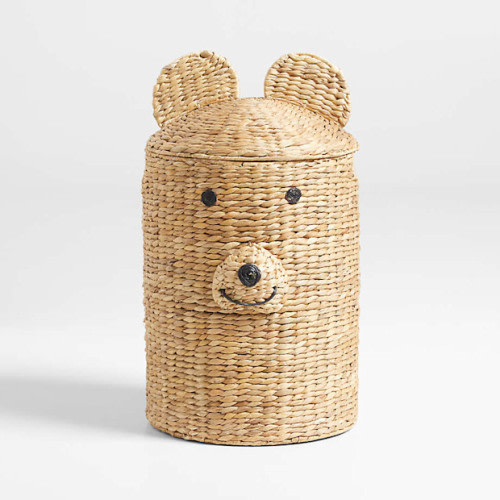 Crate and Barrel Bear Woven Kids Hamper with Handles