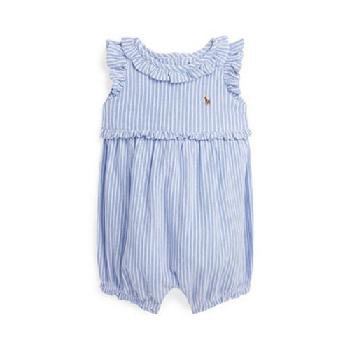 Baby Girls Striped Knit Oxford Bubble Shortall