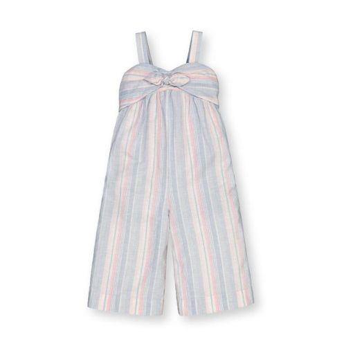 Hope & Henry Girls' Bow Front Wide Leg Jumpsuit (pink, 12-18 Months)