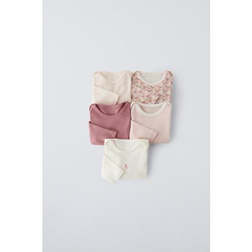 FIVE PACK OF FLOWER BODYSUITS - Pink | ZARA United States