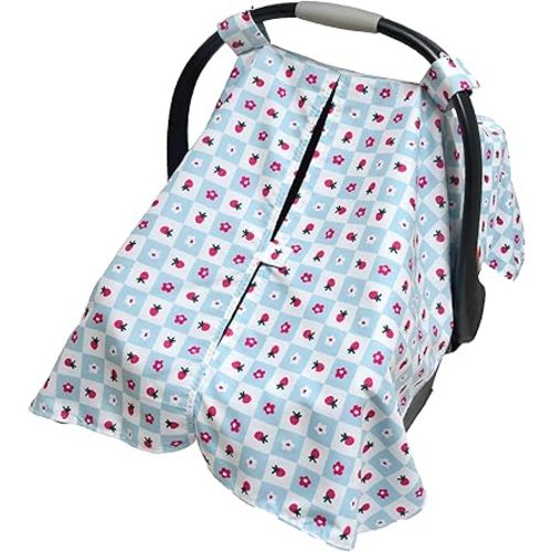 GoldBug Lightweight Car Seat Canopy Cover - Patchwork Berry