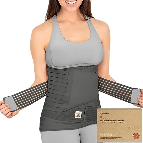 3 in 1 Postpartum Belly Support Recovery Wrap – Postpartum Belly Band, After Birth Brace, Slimming Girdles, Body Shaper Waist Shapewear,Post Surgery Pregnancy Belly Support Band (Mystic Gray, M/L)