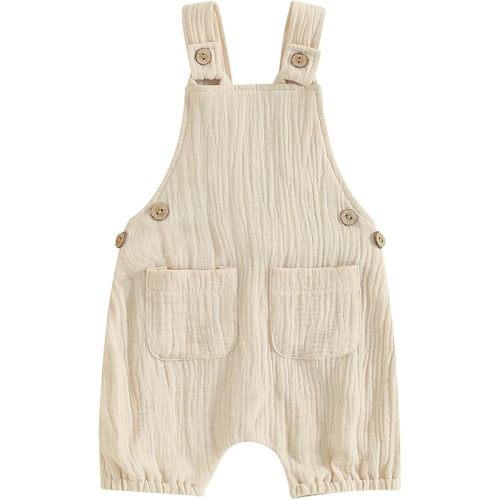 Infant Baby Girl Boy Romper Shorts Linen Sleeveless Jumpsuit Bib Overalls One Piece Outfit Spring Summer Clothes