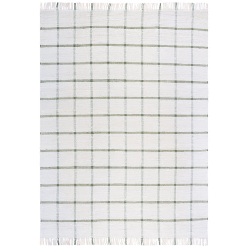 Gracie Oaks Nuriye Handwoven Recycled Cotton Plaid Rug & Reviews | Wayfair