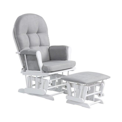 Foret 1 Seater Armchair Rocking Glider Chair Lounge Ottoman Footrest Fabric Grey Light 2pc Set