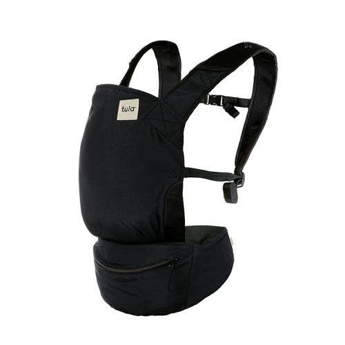 Baby Tula Lite Compact Baby Carrier, Ultra Compact and Lightweight, Convenient Carry Pouch, Ergonomic and Multiple Positions for 12 – 30 pounds - Black