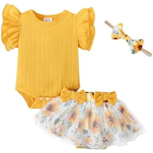 Mioglrie Preemie Clothes Girl Newborn Girl Outfits Infant Baby Girl Clothes Summer Romper Dress Shorts Set