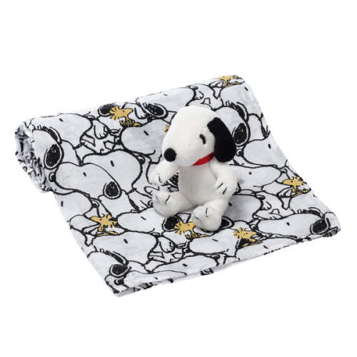 Snoopy Muslin Swaddle Blanket & Mini Plush Newborn Baby Gift Set – Lambs & Ivy