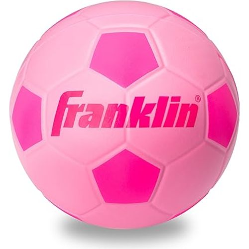 Franklin Sports Kids Foam Soccer Ball - Mini Soft Foam Youth Soccer Ball - Indoor + Outdoor Toy Soccer Ball for Kids - Probrite 6.5" Mini Foam Ball - Soft Backyard + Practice Toy Ball - Pink