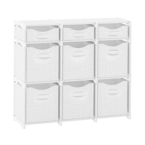 9 Cube Closet Organizers And Storage | Includes All Storage Cube Bins | Easy To Assemble Closet Storage Unit With Drawers | Room Organizer For Clothes, Baby Closet Bedroom, Playroom, Dorm (White Grey)