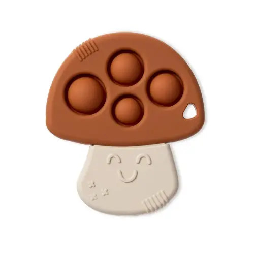 Itzy Ritzy Sensory Popper Toy for Babies - Itzy Pop Features Raised Textures to Soothe Sore Gums, Relieve Stress & Improve Motor Skills - Baby & Toddler Fidget Toy for 3 Months & Up (Mushroom)