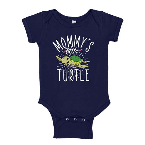 Mommy's Little Turtle Baby Bodysuit One Piece 6 mo Navy Blue