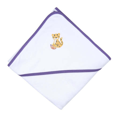 Tiger Football Purple-Gold Embroidered Towel Set