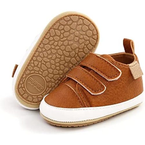 Baby Boys Girls Shoes Non-Slip Rubber Sole High-Top PU Leather Sneakers Infant First Walking Shoes Toddler Crib Shoes Newborn Loafers Flats