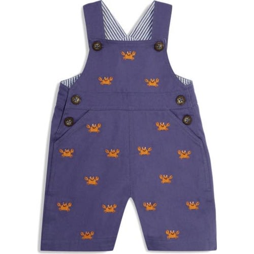 Crab Embroidered Dungarees Overalls, 3-6M