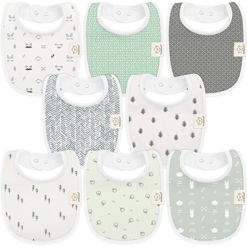 8-Pack Organic Baby Bibs for Girls & Boys - Teething Baby Bibs for Boy, Girl - Newborn Bibs for Baby Girl, Boy - Nordic